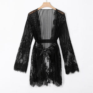2018 Women Sexy Lace Sleepwear 3XL Transparent Temptation Underwear Charming Nightwear Home Robes