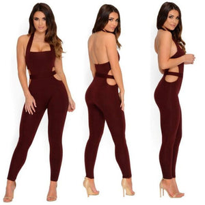 Women Push Up Fitness Rompers Womens Jumpsuit Sexy Summer Sleeveless Backless Hanging Neck Playsuit Combinaison Femme