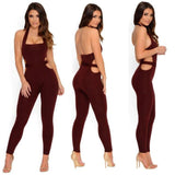 Women Push Up Fitness Rompers Womens Jumpsuit Sexy Summer Sleeveless Backless Hanging Neck Playsuit Combinaison Femme