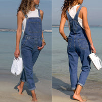 2019 New Fashion Women Denim  Overalls Jumpsuit Casual Sleeveless Jeans Pants Jumpsuits Long Bib Suspender Rompers Combinaison