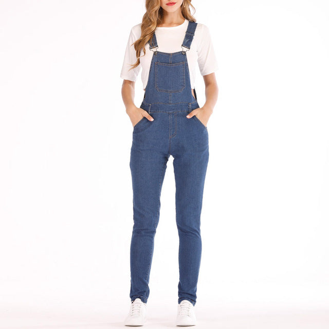 2019 New Fashion Women Denim  Overalls Jumpsuit Casual Sleeveless Jeans Pants Jumpsuits Long Bib Suspender Rompers Combinaison