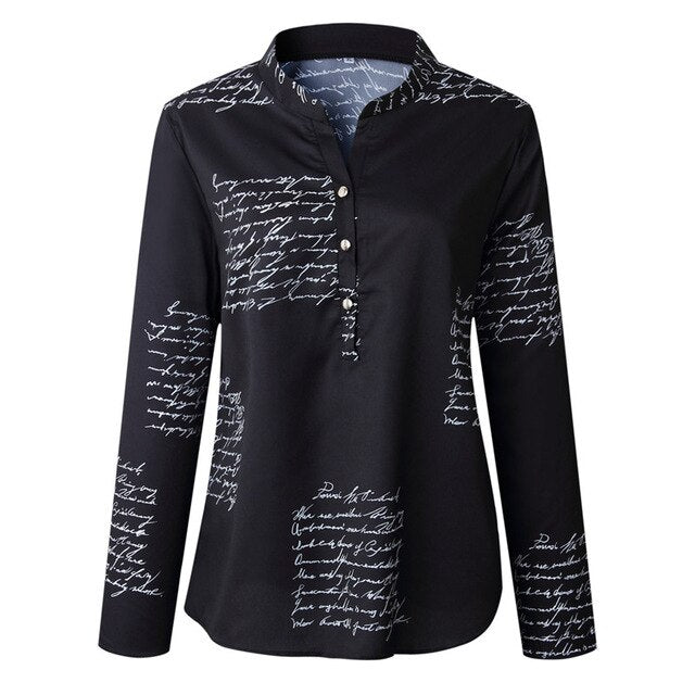 Buttons Puff Sleeve Shirts Letters Pineapple Chain Printed Top Women Autumn White Blouses Long Sleeve Spring Blusas Oversize 3XL