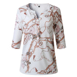 Buttons Puff Sleeve Shirts Letters Pineapple Chain Printed Top Women Autumn White Blouses Long Sleeve Spring Blusas Oversize 3XL