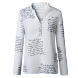 Buttons Puff Sleeve Shirts Letters Pineapple Chain Printed Top Women Autumn White Blouses Long Sleeve Spring Blusas Oversize 3XL
