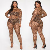 Women Sexy Long Sleeve Leopard Jumpsuit 2019 New Combinaison Femme Bodycon Romper Bodysuit Club Ladies Streetwear