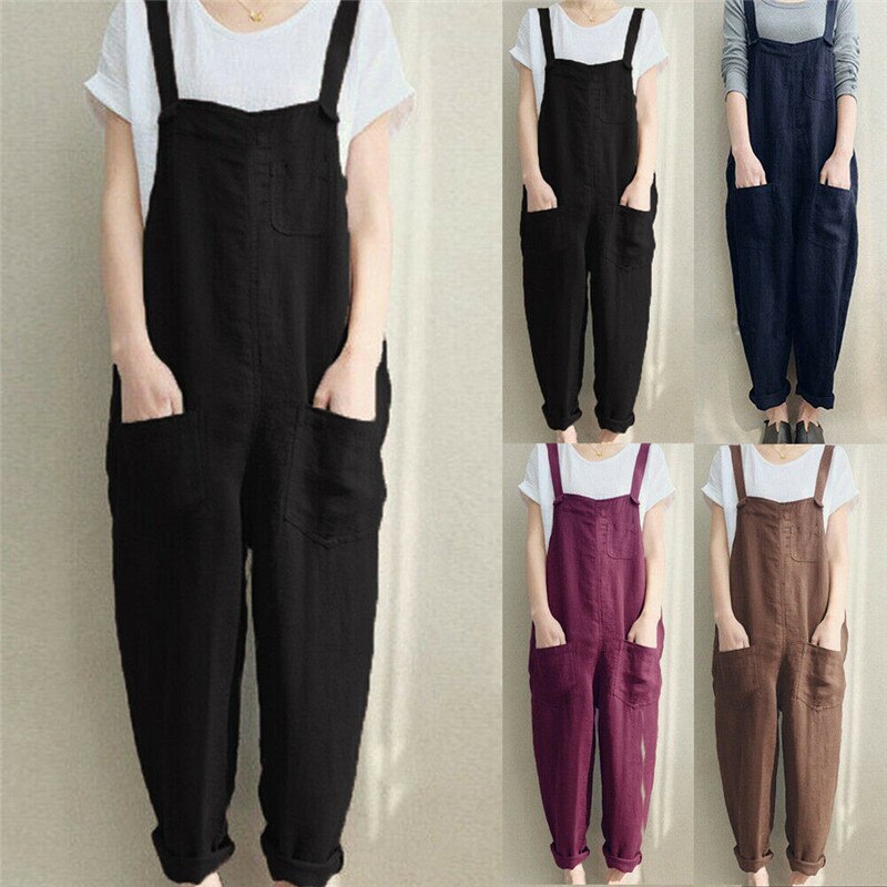 Overalls for women ZANZEA Jumpsuit Casual Solid Combinaison Femme Rompers Womens Jumpsuit Long Playsuit Mono Mujer Plus Size 4XL