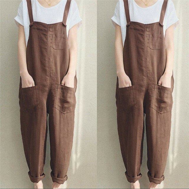 Overalls for women ZANZEA Jumpsuit Casual Solid Combinaison Femme Rompers Womens Jumpsuit Long Playsuit Mono Mujer Plus Size 4XL