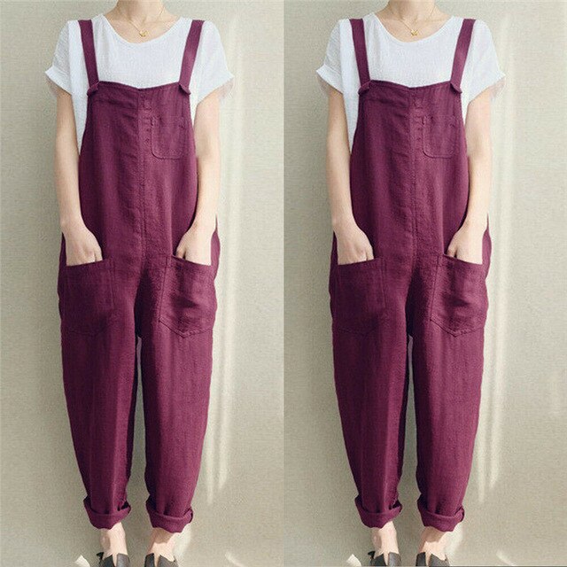Overalls for women ZANZEA Jumpsuit Casual Solid Combinaison Femme Rompers Womens Jumpsuit Long Playsuit Mono Mujer Plus Size 4XL