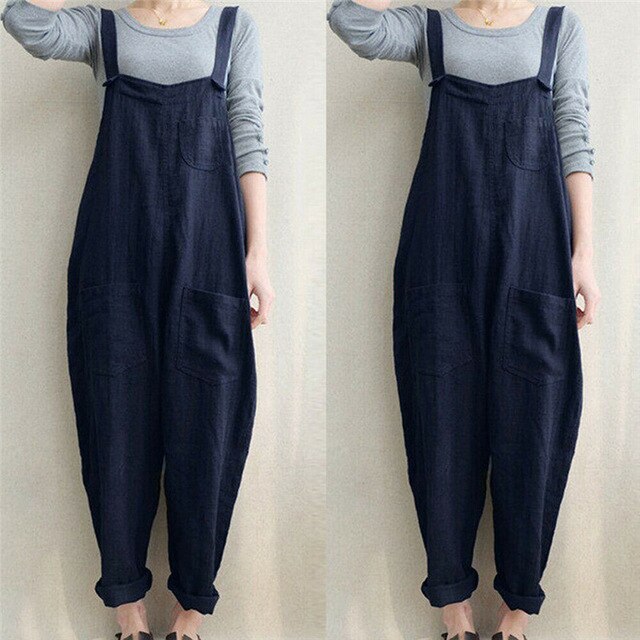 Overalls for women ZANZEA Jumpsuit Casual Solid Combinaison Femme Rompers Womens Jumpsuit Long Playsuit Mono Mujer Plus Size 4XL