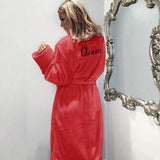 Winter Warm Flannel Bathrobe Women Knee-Length Bath Robe Soft Thick Cute Pink Bridesmaid Robes Female Dressing Gown Sleepwear