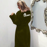 Winter Warm Flannel Bathrobe Women Knee-Length Bath Robe Soft Thick Cute Pink Bridesmaid Robes Female Dressing Gown Sleepwear