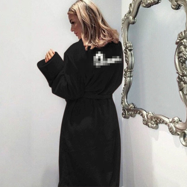 Winter Warm Flannel Bathrobe Women Knee-Length Bath Robe Soft Thick Cute Pink Bridesmaid Robes Female Dressing Gown Sleepwear