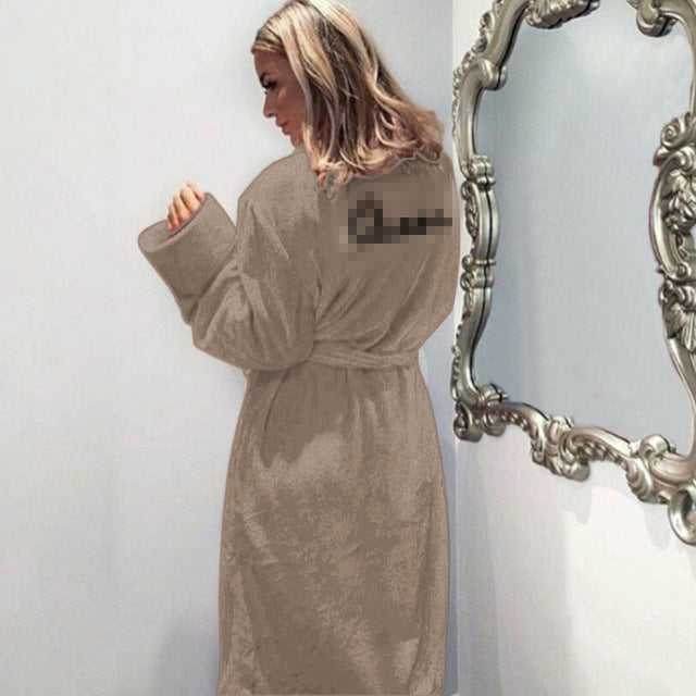 Winter Warm Flannel Bathrobe Women Knee-Length Bath Robe Soft Thick Cute Pink Bridesmaid Robes Female Dressing Gown Sleepwear