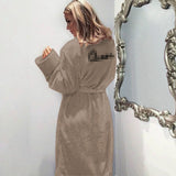 Winter Warm Flannel Bathrobe Women Knee-Length Bath Robe Soft Thick Cute Pink Bridesmaid Robes Female Dressing Gown Sleepwear