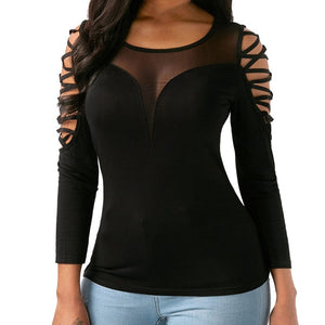 Plus Size Womens Tops and Blouses Tunic Mesh Blouse Women Clothes 2019 Gothic Lace Up Ladies Top Long Sleeve Blouse haut femme