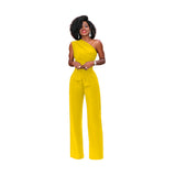 Women Jumpsuit Long Pants Elegant Wide Leg Oblique shoulder Overalls For Women Streetwear Plus Size Rompers Combinaison Pantalon