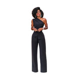Women Jumpsuit Long Pants Elegant Wide Leg Oblique shoulder Overalls For Women Streetwear Plus Size Rompers Combinaison Pantalon