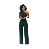 Women Jumpsuit Long Pants Elegant Wide Leg Oblique shoulder Overalls For Women Streetwear Plus Size Rompers Combinaison Pantalon