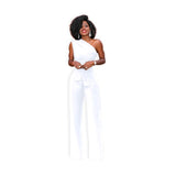 Women Jumpsuit Long Pants Elegant Wide Leg Oblique shoulder Overalls For Women Streetwear Plus Size Rompers Combinaison Pantalon