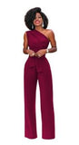Women Jumpsuit Long Pants Elegant Wide Leg Oblique shoulder Overalls For Women Streetwear Plus Size Rompers Combinaison Pantalon