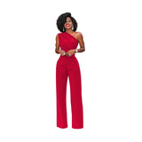 Women Jumpsuit Long Pants Elegant Wide Leg Oblique shoulder Overalls For Women Streetwear Plus Size Rompers Combinaison Pantalon