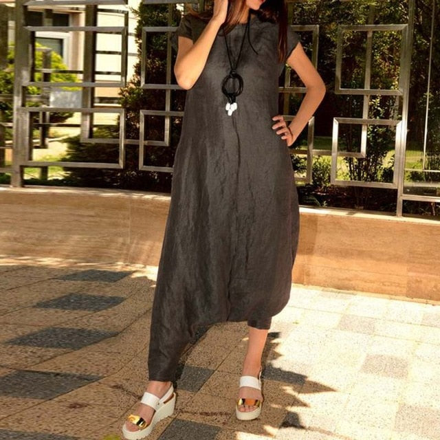 Women Jumpsuit ZANZEA 2019 Vintage Sleeveless Overalls Drop Crotch Rompers Wide Leg Trousers Long Playsuits Combinaison Femme 7