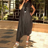 Women Jumpsuit ZANZEA 2019 Vintage Sleeveless Overalls Drop Crotch Rompers Wide Leg Trousers Long Playsuits Combinaison Femme 7